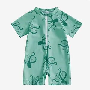 New Rash guard with Octopus Print and Zip-Up Front 2-3T Swim suit